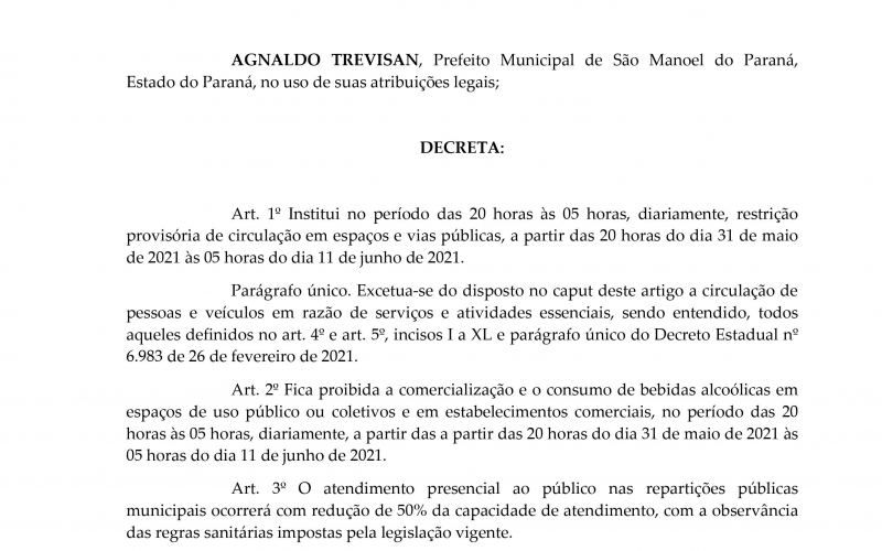 Novo Decreto Municipal!