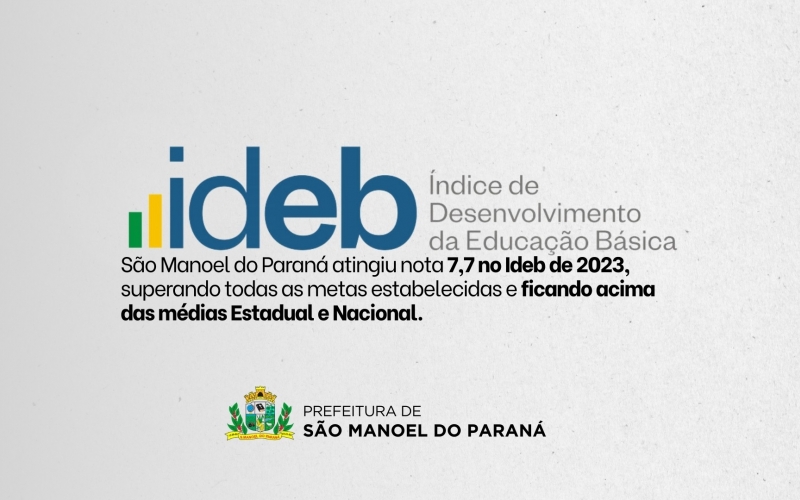 MAIOR NOTA DO IDEB DA HISTÓRIA DE SÃO MANOEL DO PARANÁ! 