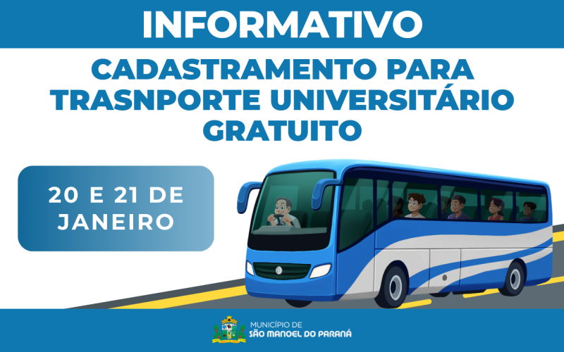 CADASTRAMENTO PARA TRANSPORTE UNIVERSITÁRIO GRATUITO - ROTAS DE CIANORTE E PARANAVAÍ